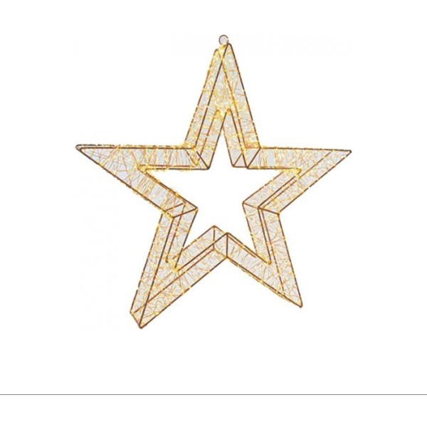 Estrella Φωτιζόμενο Αστέρι 23cm με 80 Mini LED (70 Θερμά + 10 Θερμά Flash) Μπρονζέ Μεταλλικό