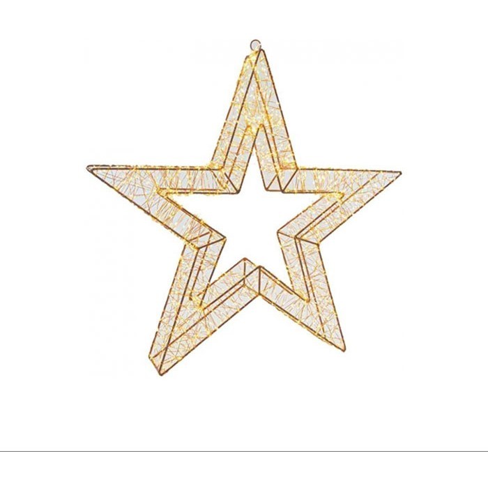 Estrella Φωτιζόμενο Αστέρι 23cm με 80 Mini LED (70 Θερμά + 10 Θερμά Flash) Μπρονζέ Μεταλλικό