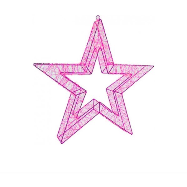 Starry Φωτιζόμενο Αστέρι Ροζ 23cm με 80 Mini LED, Μεταλλικός Σκελετός