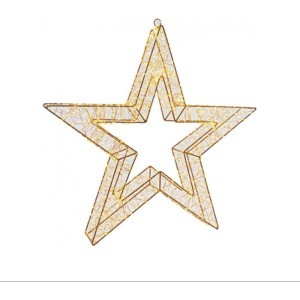 Estrella Φωτιζόμενο Αστέρι 35cm με 200 Mini LED (180 Θερμά + 20 Θερμά Flash) Μπρονζέ Μεταλλικό