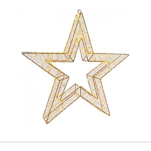Estrella Φωτιζόμενο Αστέρι 35cm με 200 Mini LED (180 Θερμά + 20 Θερμά Flash) Μπρονζέ Μεταλλικό