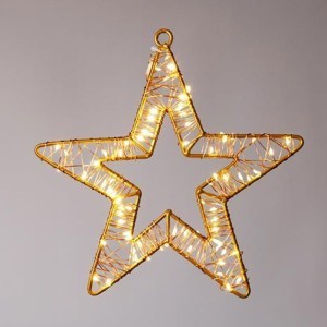 Estrella Φωτιζόμενο Αστέρι 35cm με 200 Mini LED (180 Θερμά + 20 Θερμά Flash) Μπρονζέ Μεταλλικό