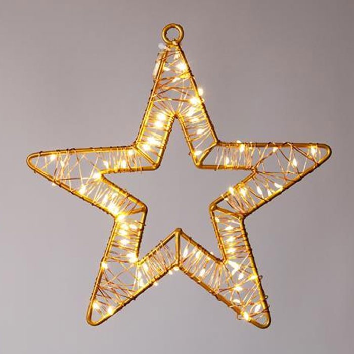 Estrella Φωτιζόμενο Αστέρι 45cm με Mini LED (230Θερμά& 30Flash) Μπρονζέ Μεταλλικό