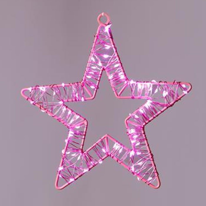 Starry Φωτιζόμενο Αστέρι Ροζ 45cm με 260 Mini LED, Μεταλλικός Σκελετός