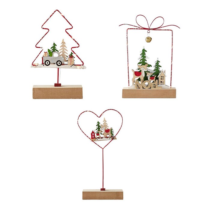 Cadeau Φωτιζόμενο Μεταλλικό Διακοσμητικό 19cm Με LED Φωτισμό Και Μπαταρία