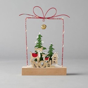 Cadeau Φωτιζόμενο Μεταλλικό Διακοσμητικό 19cm Με LED Φωτισμό Και Μπαταρία