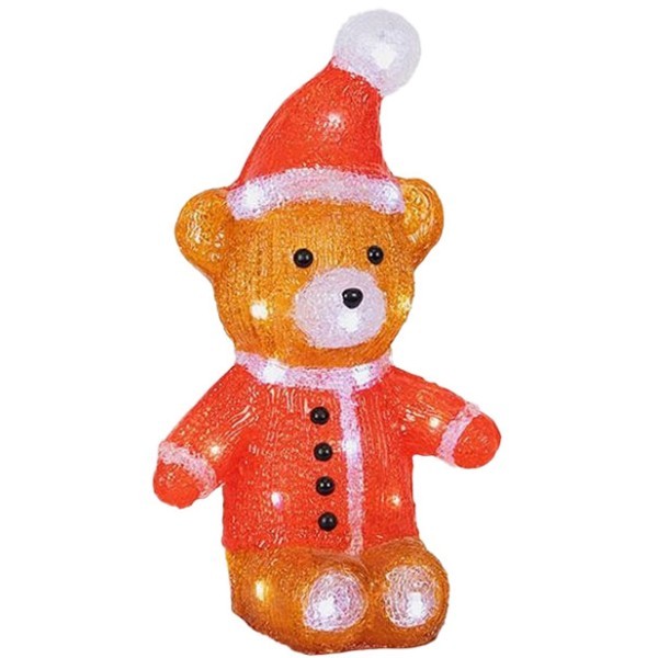 Christmas Bear Φωτιζόμενος Αρκούδος Καφέ&Κόκκινος 30LED 31cm