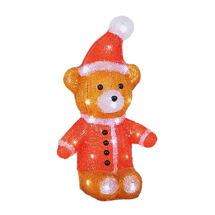 Christmas Bear Φωτιζόμενος Αρκούδος Καφέ&Κόκκινος 30LED 31cm
