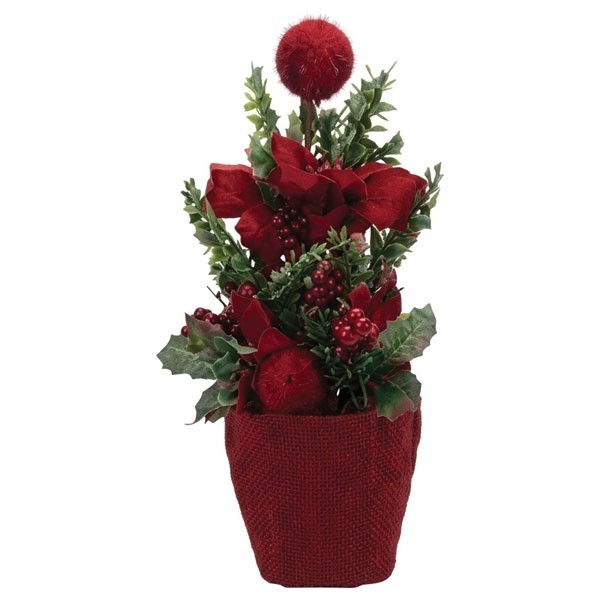 Velvet Tree Δεντράκι Έλατο σε Κόκκινο Γλαστράκι 35cm