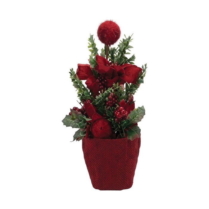 Velvet Tree Δεντράκι Έλατο σε Κόκκινο Γλαστράκι 35cm