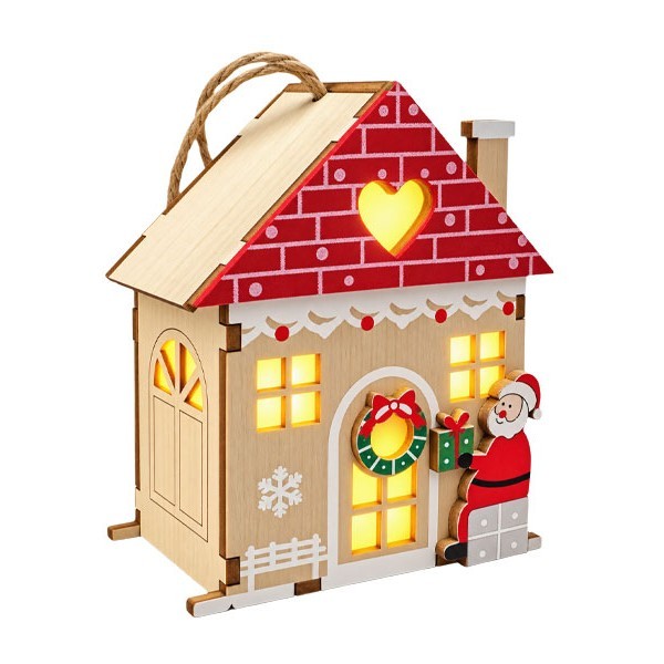 Santa Home Ξύλινο Σπιτάκι Με Φωτάκι 10cm