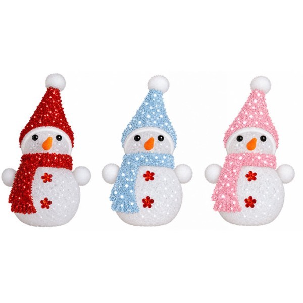 Snowman Χριστουγεννιάτικο Διακοσμητικό Με Φως 10cm