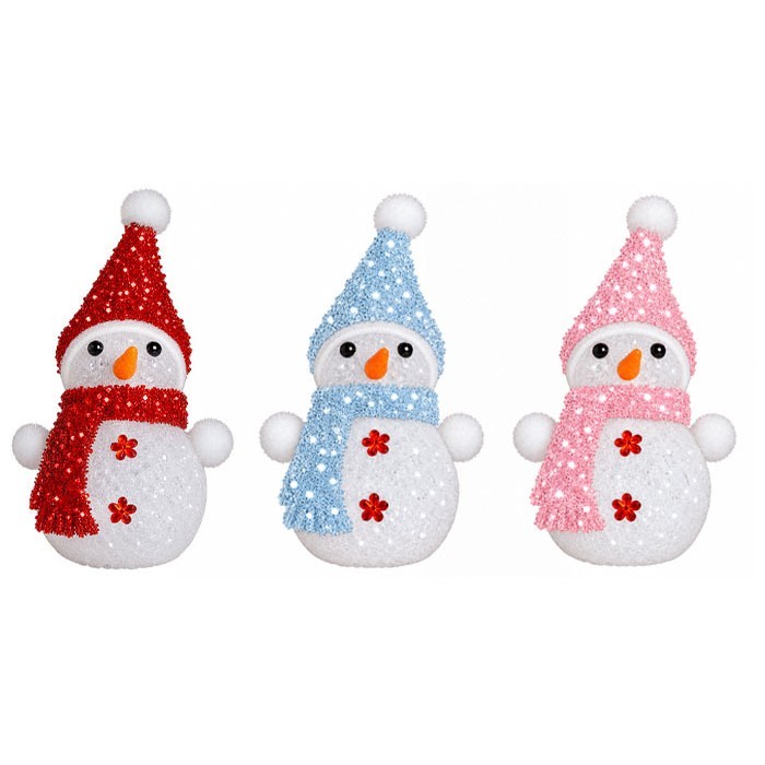 Snowman Χριστουγεννιάτικο Διακοσμητικό Με Φως 10cm