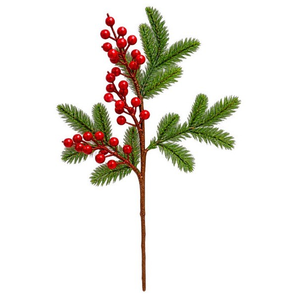 Winter Berry Διακοσμητικό Κλαδί Έλατο Με Κόκκινα Μούρα 54cm