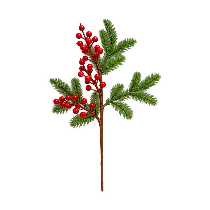 Winter Berry Διακοσμητικό Κλαδί Έλατο Με Κόκκινα Μούρα 54cm