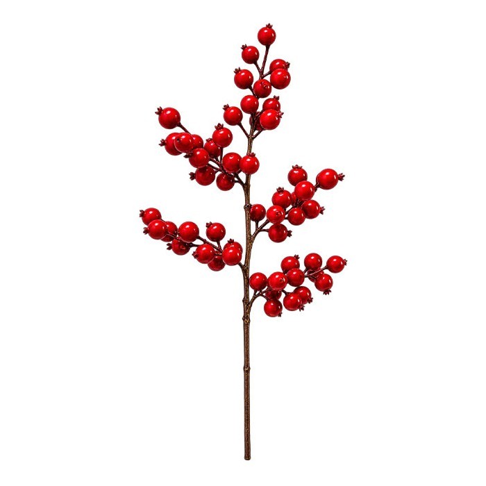 Red Berry Charm Διακοσμητικό Κλαδί Με Κόκκινα Μούρα 66cm