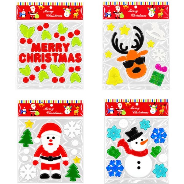Festive Xmas Αυτοκόλλητα Τζαμιού 20x19.5cm Santa Claus Trees