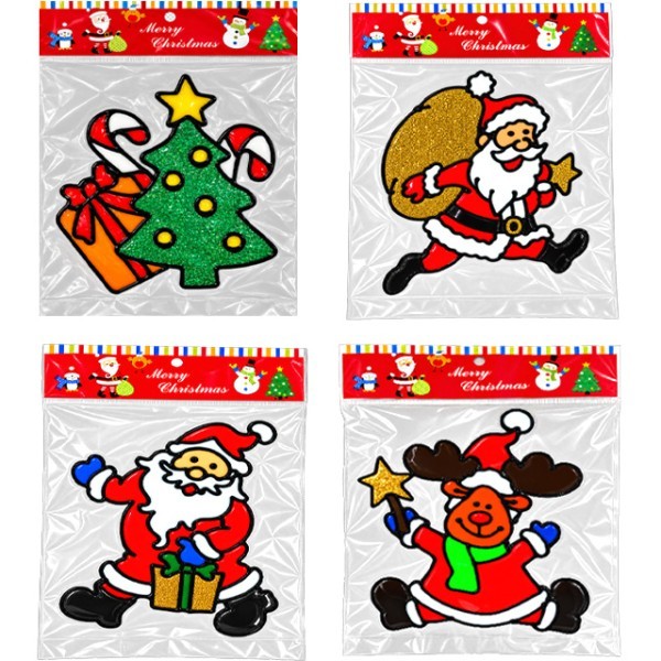 Xmas Magic Glass Αυτοκόλλητα Τζαμιού 18cm Santa Mini Tree