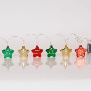 Stars Xmas Πλαστικά Φωτάκια Μπαταρίας 10 LED 5mm Θερμό Λευκό 