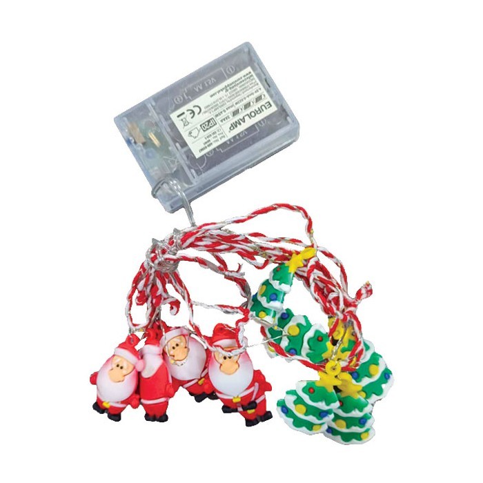 Christmas Φωτάκια Μπαταρίας 20 Mini LED Ζαχαρωτό Με πράσινο Φιόγκο Θερμό Λευκό