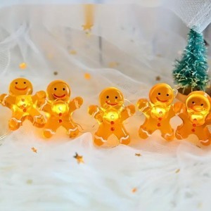 Christmas Φωτάκια Μπαταρίας 20 Mini LED Μπισκοτάνθρωπος Θερμό Λευκό IP20