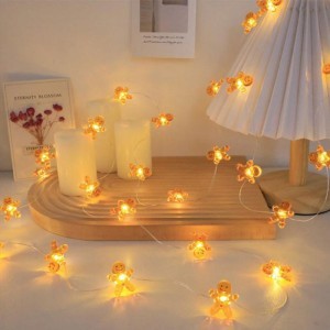 Christmas Φωτάκια Μπαταρίας 20 Mini LED Μπισκοτάνθρωπος Θερμό Λευκό IP20