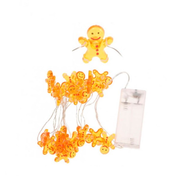 Christmas Φωτάκια Μπαταρίας 20 Mini LED Μπισκοτάνθρωπος Θερμό Λευκό IP20