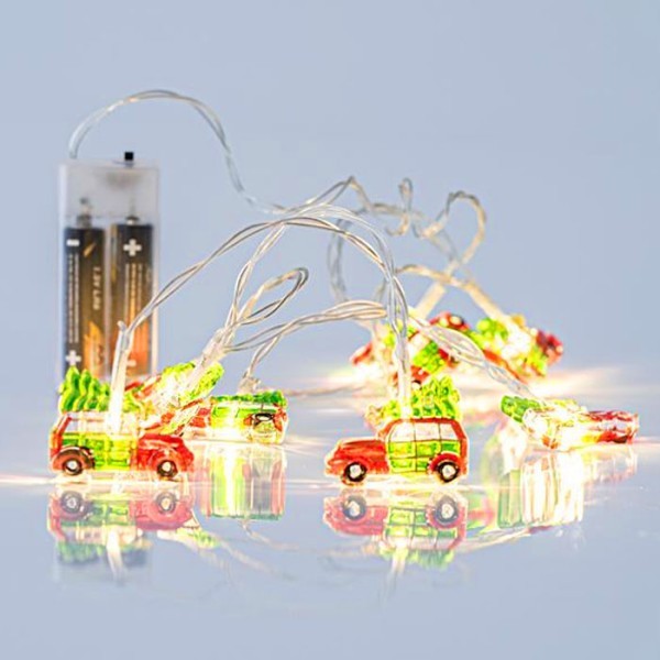 Cars Φωτάκια Μπαταρίας 10 LED 5mm Αυτοκίνητα Θερμό Λευκό με Διάφανο Καλώδιο