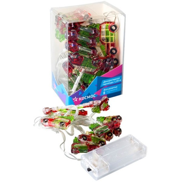 Cars Φωτάκια Μπαταρίας 10 LED 5mm Αυτοκίνητα Θερμό Λευκό με Διάφανο Καλώδιο