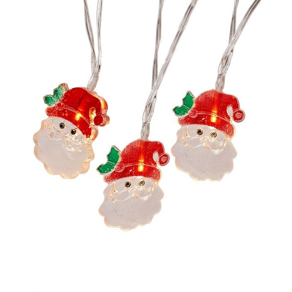XMAS Πλαστικά Φωτάκια Μπαταρίας 10LED Santa 5mm Θερμό Λευκό 