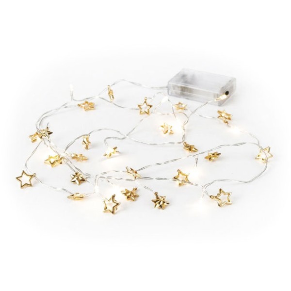 Christmas Stars 20 Mini LED Santa Face Πλαστικά Φωτάκια Μπαταρίας Θερμό Λευκό