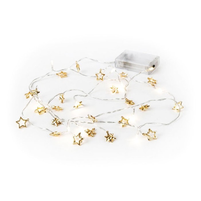 Christmas Stars 20 Mini LED Santa Face Πλαστικά Φωτάκια Μπαταρίας Θερμό Λευκό