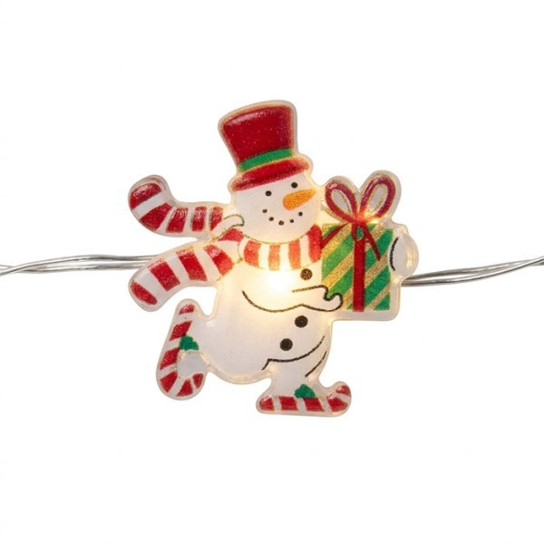 XMAS Snowman 20 Mini LED Πλαστικά Φωτάκια Μπαταρίας Θερμό Λευκό 