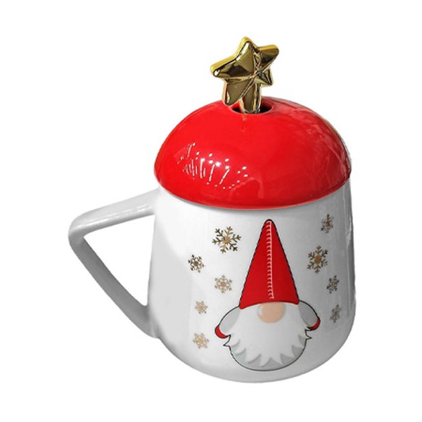 Drawf Κούπα Πορσελάνης Xmas με Καπάκι 14x9,5cm 400ml