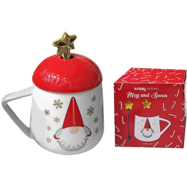Drawf Κούπα Πορσελάνης Xmas με Καπάκι 14x9,5cm 400ml