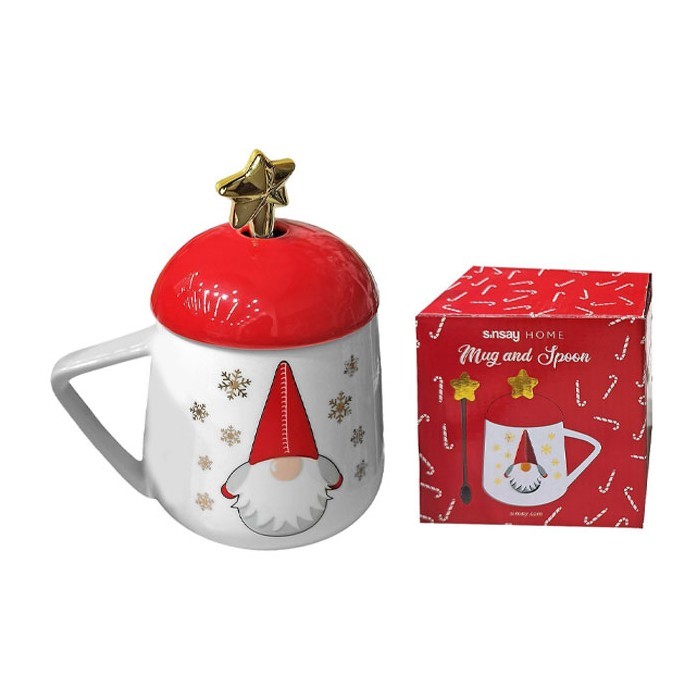 Drawf Κούπα Πορσελάνης Xmas με Καπάκι 14x9,5cm 400ml