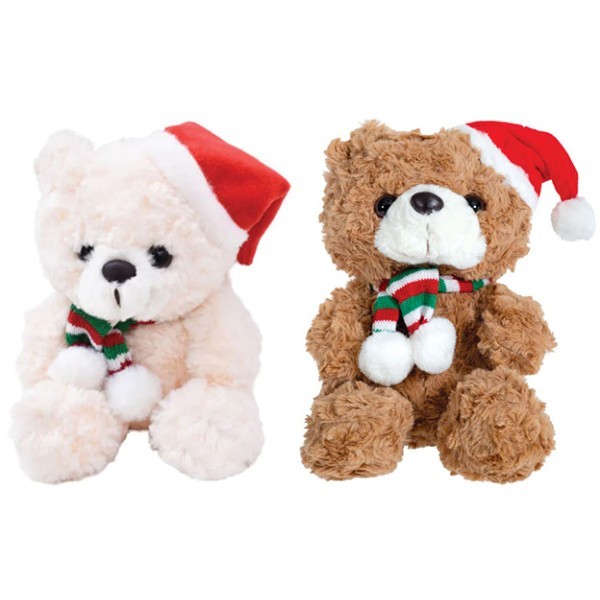 Xmas Friends Χριστουγεννιάτικος Λούτρινος Αρκούδος 21cm Λευκό
