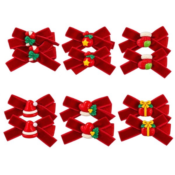 Xmas Βελούδινα Κοκαλάκια Μαλλιών Φιόγκος 2 Τεμάχια Γάντια