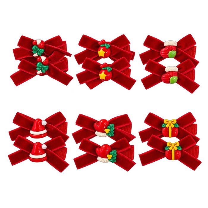 Xmas Βελούδινα Κοκαλάκια Μαλλιών Φιόγκος 2 Τεμάχια