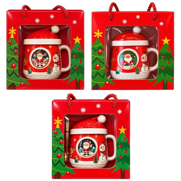 Santa Magic Κεραμική Κούπα Με Καπάκι&Κουτάλι 19cm Χαιρετάει