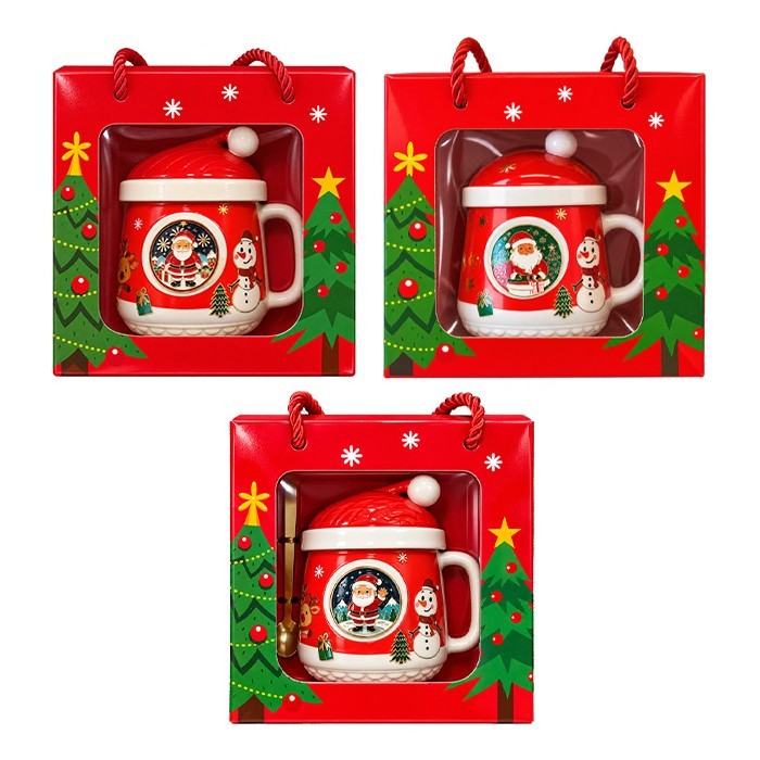 Santa Magic Κεραμική Κούπα Με Καπάκι & Κουτάλι 19cm