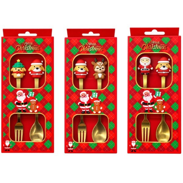 Ho Ho Ho Χριστουγεννιάτικο Σετ Κουτάλι&Πηρούνι 8x18cm Dogs