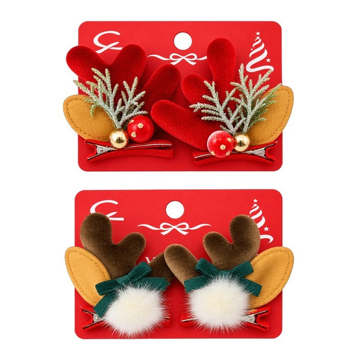 Christmas Deer Κλιπ Μαλλιών Τάρανδος 2Τεμ 7x7.5cm