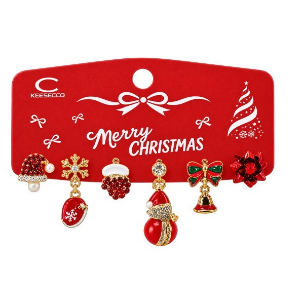 Xmas Gifts Σκουλαρίκια Χριστουγεννιάτικα Σετ 6 Τεμάχια