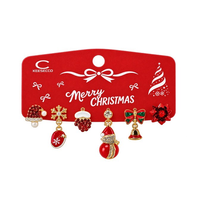 Xmas Gifts Σκουλαρίκια Χριστουγεννιάτικα Σετ 6 Τεμάχια