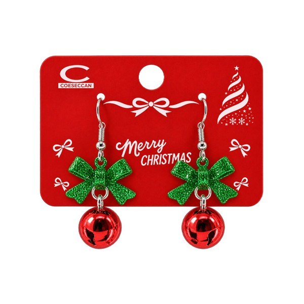 Xmas Balls Green Bow Σκουλαρίκια Σετ 2 Τεμάχια
