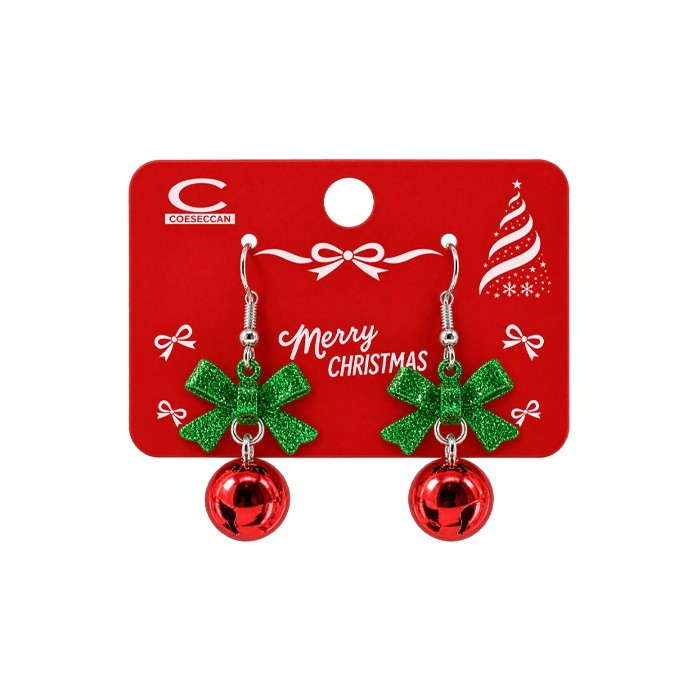 Xmas Balls Green Bow Σκουλαρίκια Σετ 2 Τεμάχια