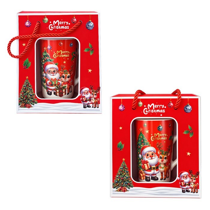 Xmas Santa & Reindeer Κεραμική Κούπα 12.8cm