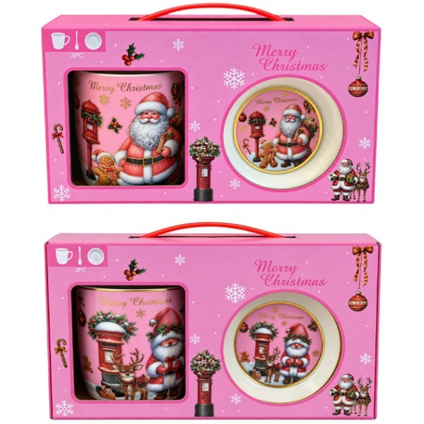 Santa Pink Κούπα Κεραμική με Καπάκι&Κουτάλι 8.5x9cm Hello