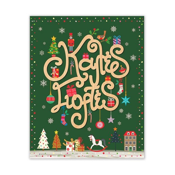 Xmas Hollywood Κάρτα Mε Ξύλινο Στολίδι Καλές Γιορτές Με Δώρα